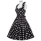 Sexy retro vermelho bolinhas vestido audrey hepburn vintage halter vestido 50s 6