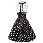Sexy retro vermelho bolinhas vestido audrey hepburn vintage halter vestido 50s 6