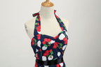 Sexy retro vermelho bolinhas vestido audrey hepburn vintage halter vestido 50s 6