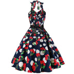 Sexy retro vermelho bolinhas vestido audrey hepburn vintage halter vestido 50s 6