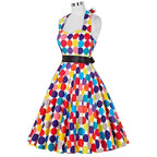 Sexy retro vermelho bolinhas vestido audrey hepburn vintage halter vestido 50s 6