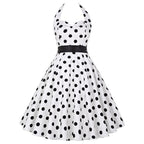Sexy retro vermelho bolinhas vestido audrey hepburn vintage halter vestido 50s 6