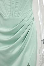 Townlike-Vestido elegante de cetim stretch feminino, divisão alta, decote em V p