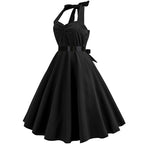 Sexy retro vermelho bolinhas vestido audrey hepburn vintage halter vestido 50s 6