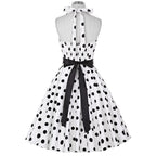 Sexy retro vermelho bolinhas vestido audrey hepburn vintage halter vestido 50s 6