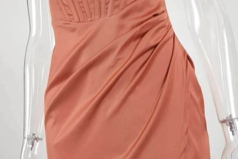 Townlike-Vestido elegante de cetim stretch feminino, divisão alta, decote em V p