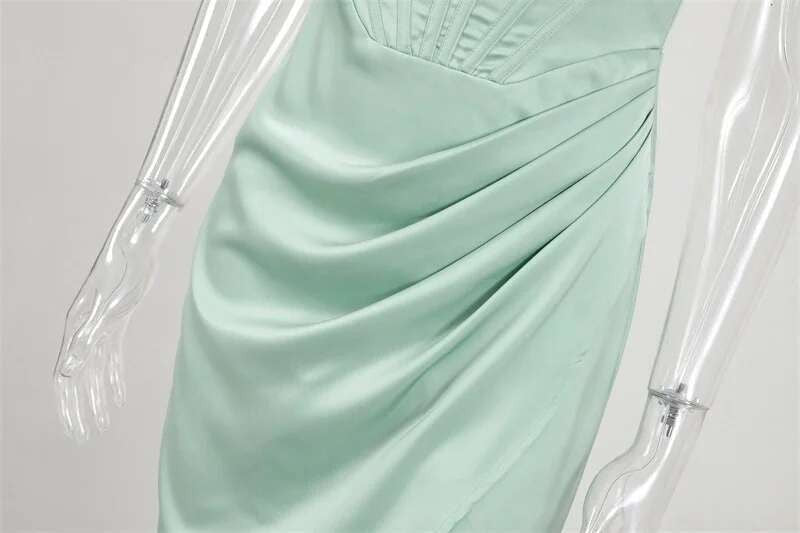 Townlike-Vestido elegante de cetim stretch feminino, divisão alta, decote em V p