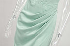 Townlike-Vestido elegante de cetim stretch feminino, divisão alta, decote em V p