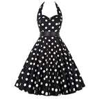 Sexy retro vermelho bolinhas vestido audrey hepburn vintage halter vestido 50s 6