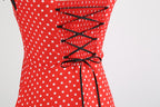 Sexy retro vermelho bolinhas vestido audrey hepburn vintage halter vestido 50s 6